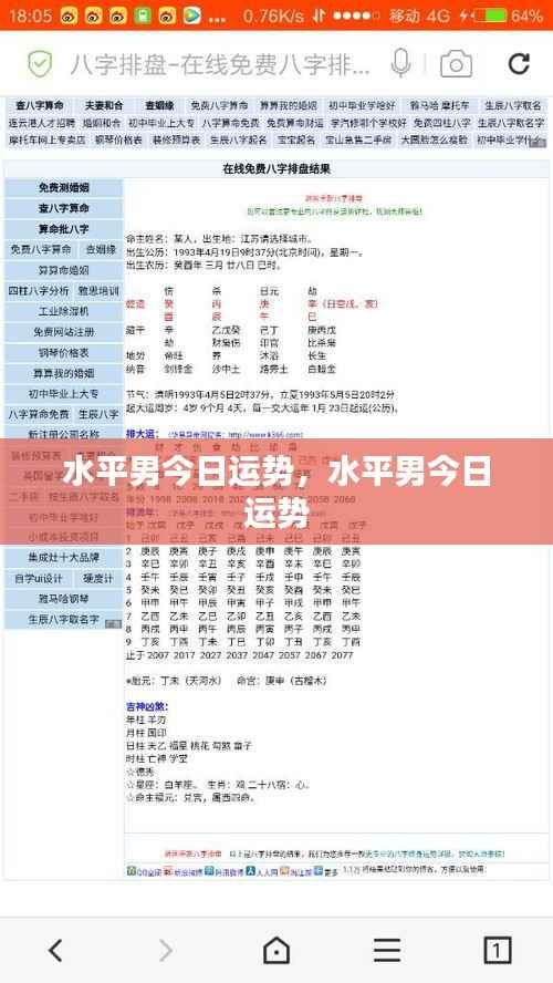 水平男今日运势详解